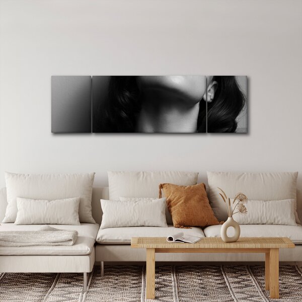 Obraz - Portrét ženy s červenou rtěnkou (170x50 cm)