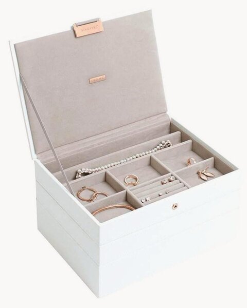 Sada šperkovnice Classic White & Rose Gold, 3 díly