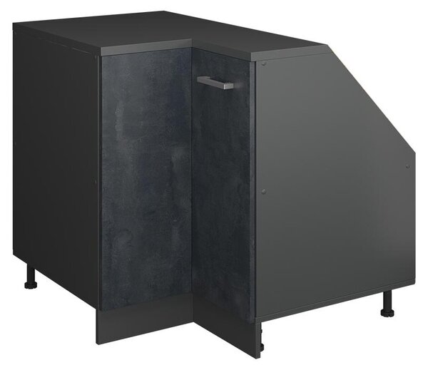 Rohová kuchyňská skříňka pod šikmou střechu Vicco R-Line Černý beton 75.6 cm s 1 dveřmi, korpus skříně hloubka 60 cm, Model 60281