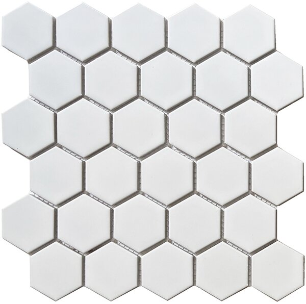 FIN Keramická mozaika bílá Mozaika HEXAGON 5 Bílá Lesk 5,1x5,9 (28,1x32,5) cm - AFH13051