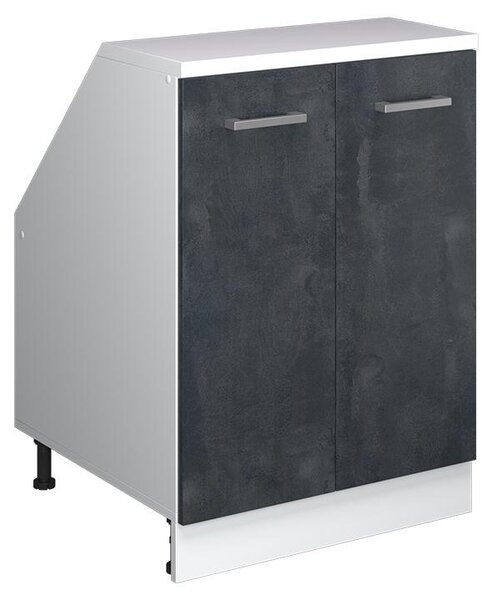 Kuchyňská skříňka pod šikmou střechu Vicco R-Line Černý beton 60 cm se 2 dveřmi, korpus skříně hloubka 60 cm, Model 60001