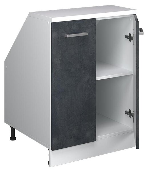 Kuchyňská skříňka pod šikmou střechu Vicco R-Line Černý beton 60 cm se 2 dveřmi, korpus skříně hloubka 60 cm, Model 60001