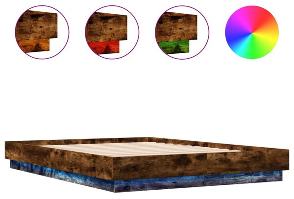 Rám postele s LED osvětlením kouřový dub 120 x 200 cm 3209804