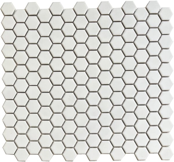 FIN Obklad keramická bílá Mozaika HEXAGON 2 Bílá Lesk hexagony 2,3x2,6 (26x30) cm - AFH23051