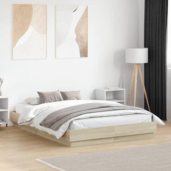 Rám postele s LED osvětlením dub sonoma 135 x 190 cm 3209816