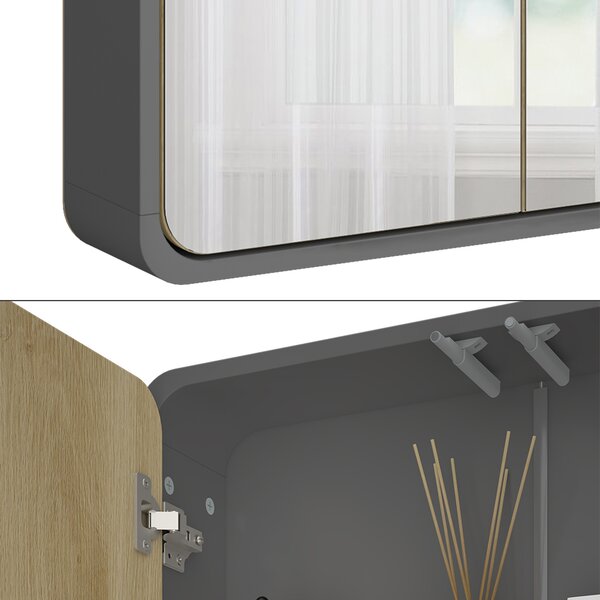 Koupelnová zrcadlová skříňka Vicco Arla Antracit/dub 60 x 60 cm, Model 50157