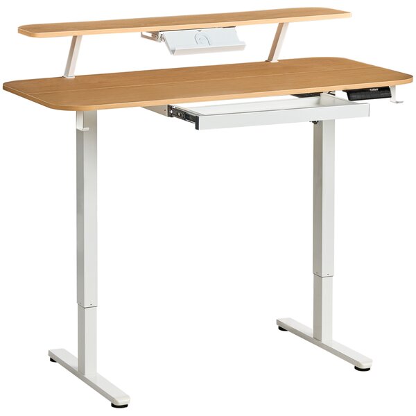 Elektricky výškově nastavitelný pracovní stůl WILBANKS Světle hnědá/Bílá 120 cm 60 cm s USB portem