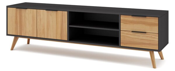 Černý/přírodní TV stolek z borovicového dřeva 180x53 cm Lavis – Marckeric
