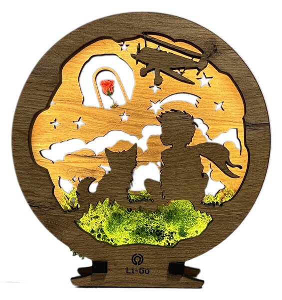 "Malý princ s růží" lampa 20x22cm provedení povrchu: dub