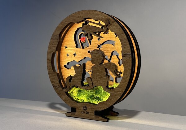"Malý princ s růží" lampa 20x22cm provedení povrchu: dub