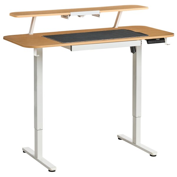 Elektricky výškově nastavitelný pracovní stůl WILBANKS Světle hnědá/Bílá 120 cm 60 cm s USB portem
