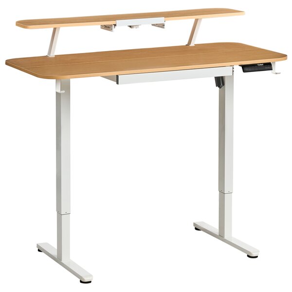 Elektricky výškově nastavitelný pracovní stůl WILBANKS Světle hnědá/Bílá 120 cm 60 cm s USB portem