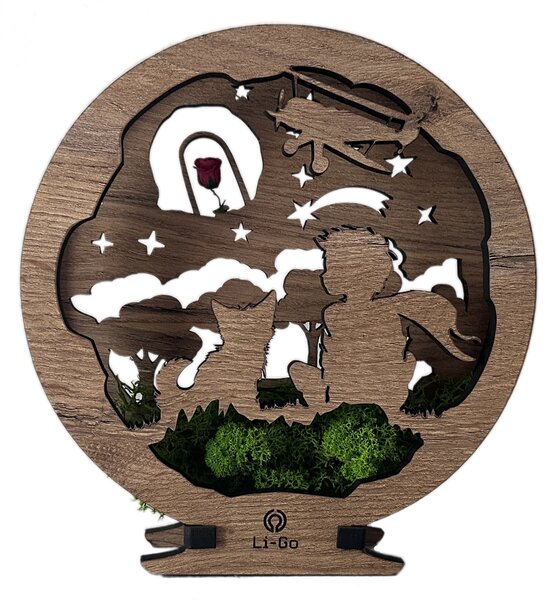 "Malý princ s růží" lampa 20x22cm provedení povrchu: dub