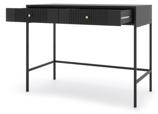 Kosmetický stolek: dvě zásuvky, černá barva, černé nohy, výška 79 cm