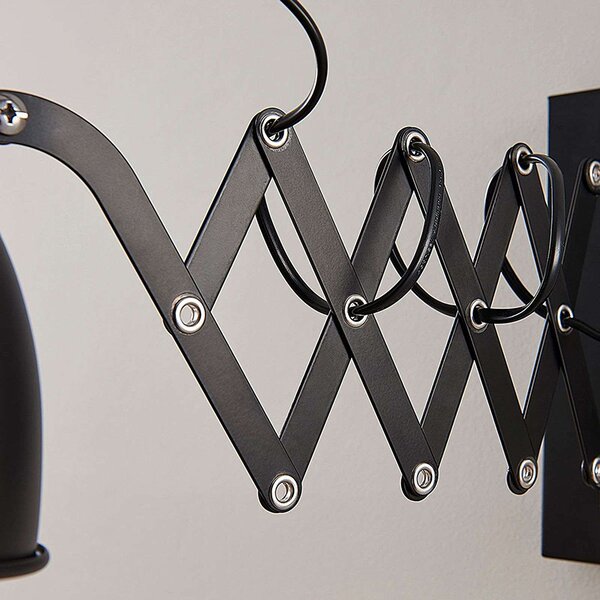 Průmyslová nástěnná lampa černá harmonika - Merle