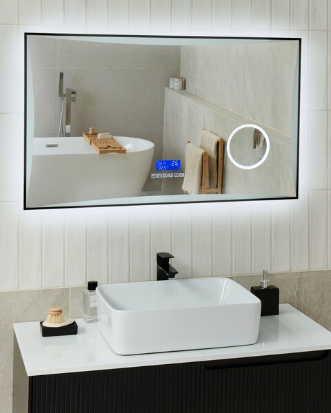 LED koupelnové zrcadlo ONLAY 100 cm 60 cm Stříbrná