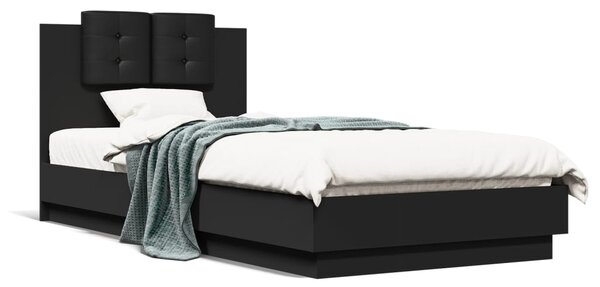 Rám postele s čelem černý 100 x 200 cm kompozitní dřevo 3209934
