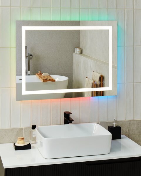 LED koupelnové zrcadlo PRENOIS 80 cm 60 cm Stříbrná