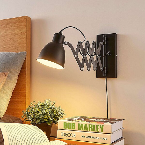Průmyslová nástěnná lampa černá harmonika - Merle