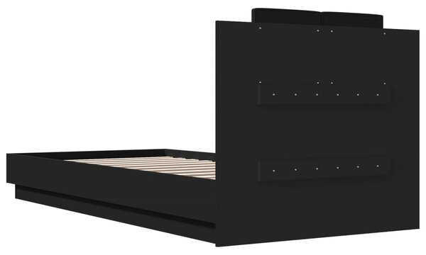 Rám postele s čelem černý 100 x 200 cm kompozitní dřevo 3209934