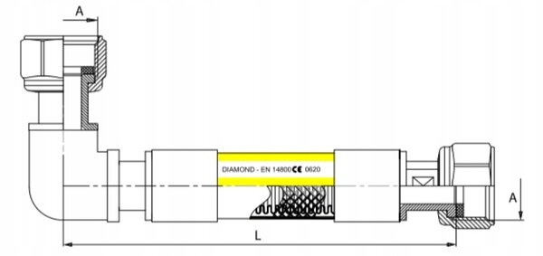Plynová hadice Diamond 1/2 x 1/2 150 cm s kolínkem