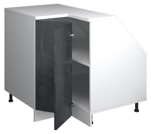 Rohová kuchyňská skříňka pod šikmou střechu Vicco R-Line Černý beton 75.6 cm s 1 dveřmi, korpus skříně hloubka 60 cm, Model 60439