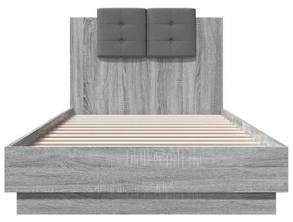 Rám postele s čelem a LED osvětlením šedý sonoma 90 x 200 cm 3210036