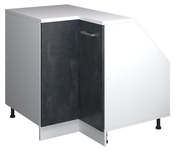 Rohová kuchyňská skříňka pod šikmou střechu Vicco R-Line Černý beton 75.6 cm s 1 dveřmi, korpus skříně hloubka 60 cm, Model 60439