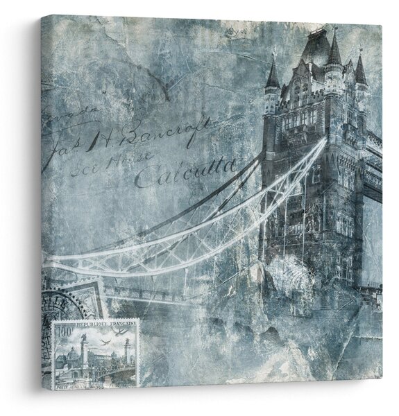 Obraz - Tower Bridge v chladných tónech (30x30 cm)