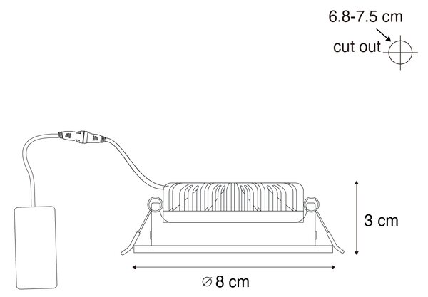 Set van 6 moderne inbouwspots wit 8,2cm incl. LED IP54 ultra slim - Pupil