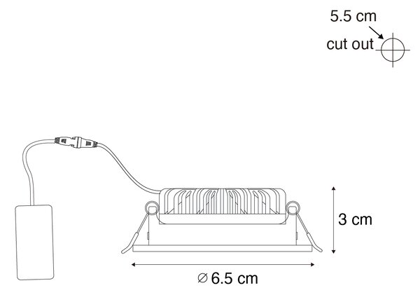 Sada 6 zapuštěných bodových svítidel bílá naklápěcí 6,5 cm vč. LED IP54 Ultra Slim - Pupil