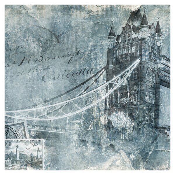 Obraz - Tower Bridge v chladných tónech (30x30 cm)