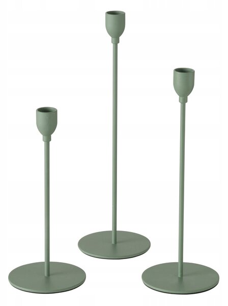 KOVové SVÍCNY ZELENÉ MINIMALISTICKÉ DEKORAČNÍ SADA 3 KS 33X10