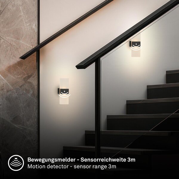 BRILONER Aura nástěnné svítidlo - 2,5W, 100lm, nabíjecí, LED, s pohybové čidlo, černá 3888015
