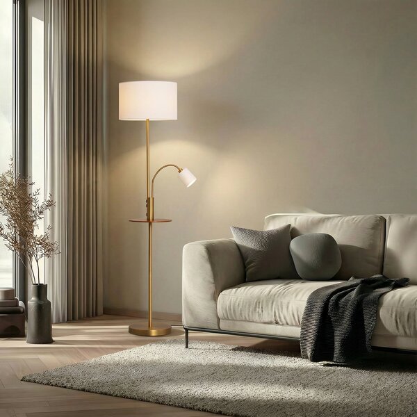 Stojací Lampa Lindby, Aovan, Bronzová / starobylá mosaz, Obývací pokoj, Kov, Moderní