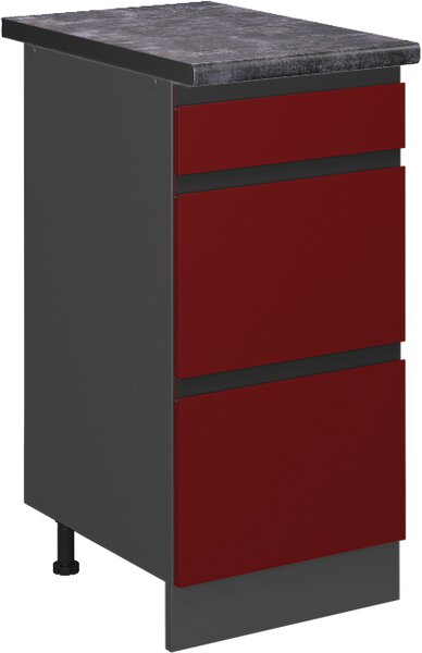 Spodní skříňka kuchyňské linky Vicco R-Line Červená 40 cm se zásuvkami, PD Antracit, Model 46640