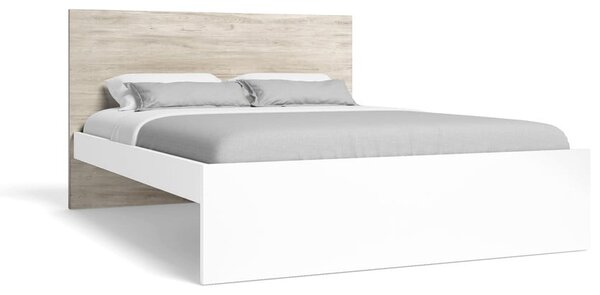 Bílá/přírodní dvoulůžková postel v dekoru dubu 160x200 cm Sahara – Marckeric