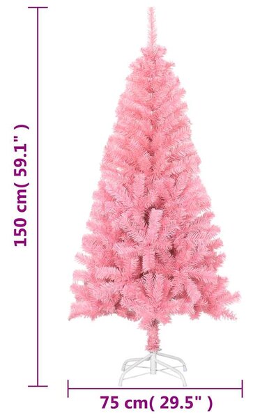 Umělý vánoční stromek se stojanem růžový 150 cm PVC 320997
