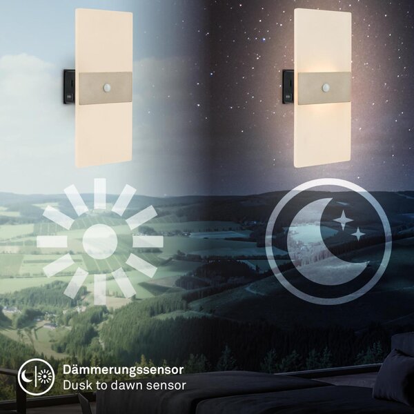 BRILONER Aura nástěnné svítidlo - 2,5W, 100lm, nabíjecí, LED, s pohybové čidlo, matný nikl 3888012