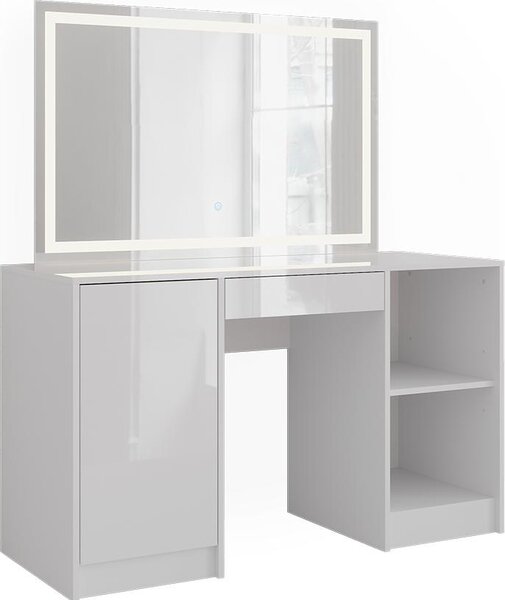 Toaletní stolek Vicco Sherry Bílá/bílý vysoký lesk 128.2 cm s LED zrcadlem, Model 57625