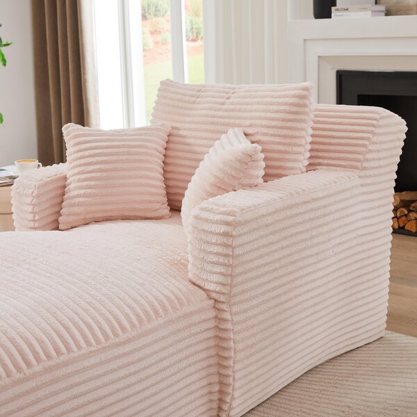 LVHOM Moderní sametové relaxační křeslo Chaiselongue s polštářem, pohodlná podlahová pohovka, nosnost až 150 kg, bez montáže, 166 x 100 x 82 cm, růžová