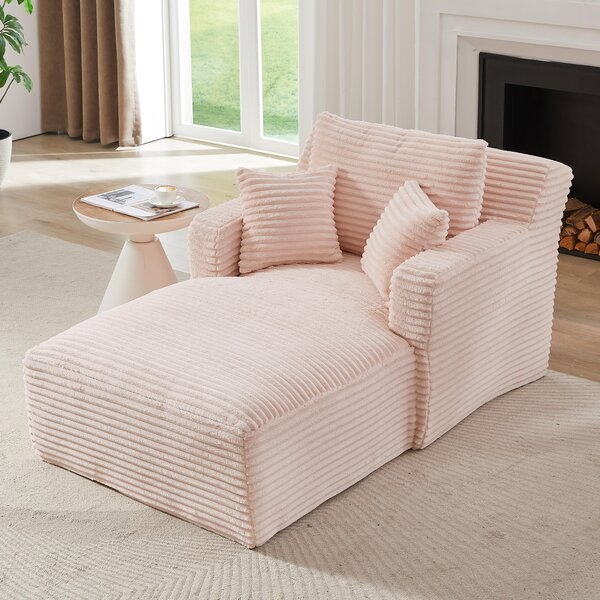 LVHOM Moderní sametové relaxační křeslo Chaiselongue s polštářem, pohodlná podlahová pohovka, nosnost až 150 kg, bez montáže, 166 x 100 x 82 cm, růžová