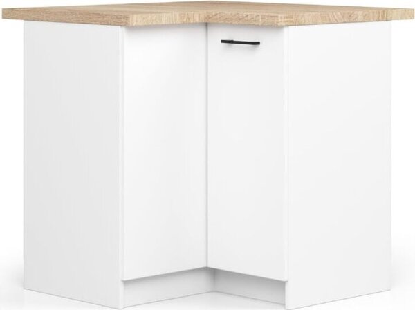 BDW - Kuchyňská skříňka - Rohová kuchyňská skříňka, pracovní deska, bílá, 90 cm