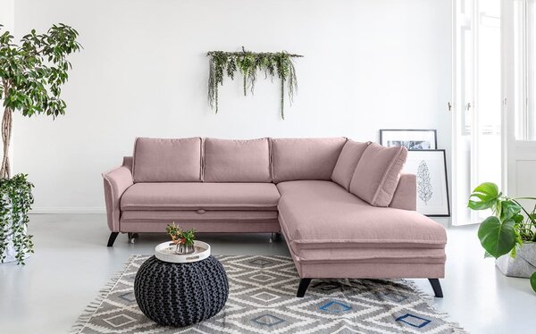 Pudrově růžová rozkládací rohová pohovka Miuform Charming Charlie L, pravý roh