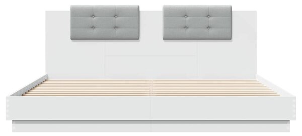 Rám postele s čelem a LED osvětlením bílý 160x200 cm 3209996