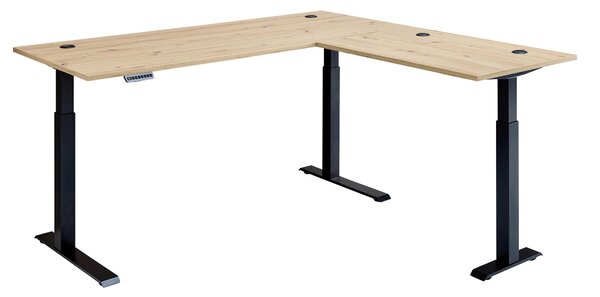 ROHOVÝ PSACÍ STŮL, černá, dub artisan, 185/177/72 cm P & B - Online Only psací stoly, Online Only