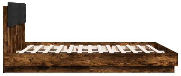 Rám postele s čelem a LED osvětlením kouřový dub 200x200 cm 3209986
