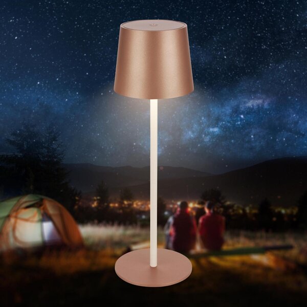 BRILONER Bota stolní lampa - 2,6W, 120lm, nabíjecí, LED, stmívatelné, dotykový vypínač, teplá bílá, kávová 7708014