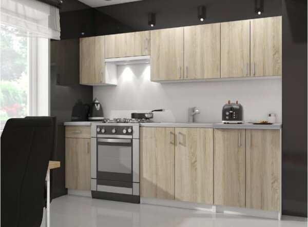 BDW kuchyňská skříňka, kuchyňská skříňka s pracovní deskou, dvířky, zásuvkou, bílá / Sonoma