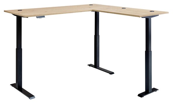 ROHOVÝ PSACÍ STŮL, černá, dub artisan, 185/177/72 cm P & B - Online Only psací stoly, Online Only